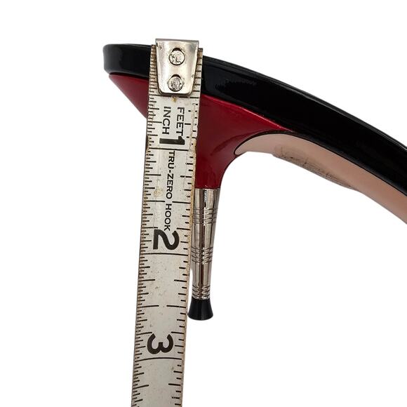 Gucci GG Bow Sadie Mid Heel Mule Spike Black Patent Leather Size 38 US 8 - Picture 13 of 13